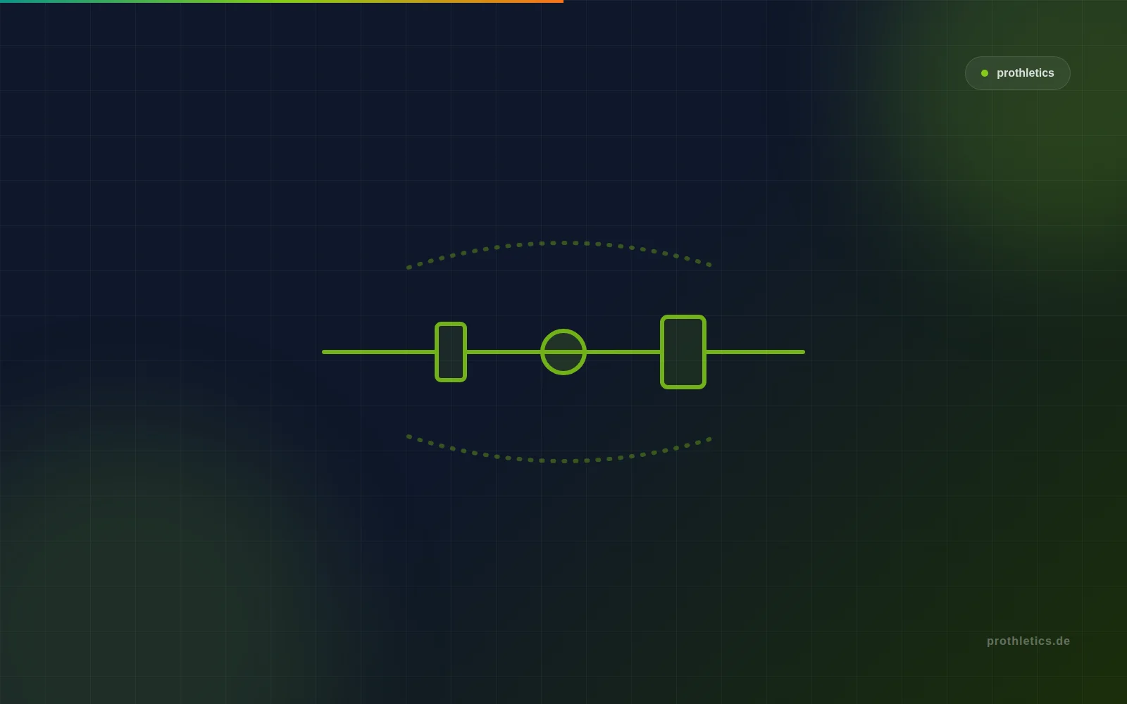 Abstrakte Hantel-Silhouette in Lime auf Navy – symbolisiert Krafttraining